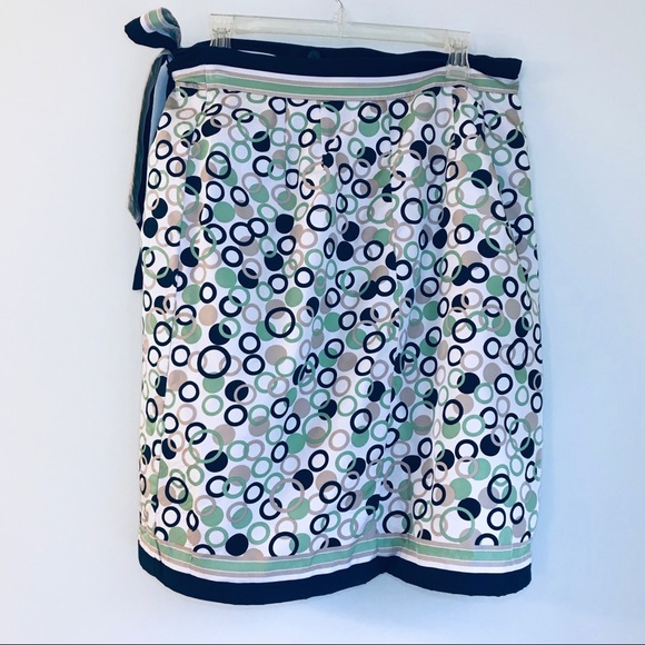 Talbots Silk Green and Navy Polka Dot Skirt - Picture 2 of 9